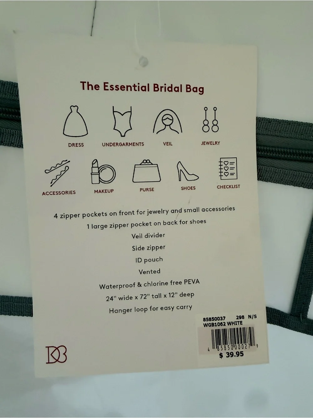 Like New David’s Bridal Wedding Dress Garment Bag